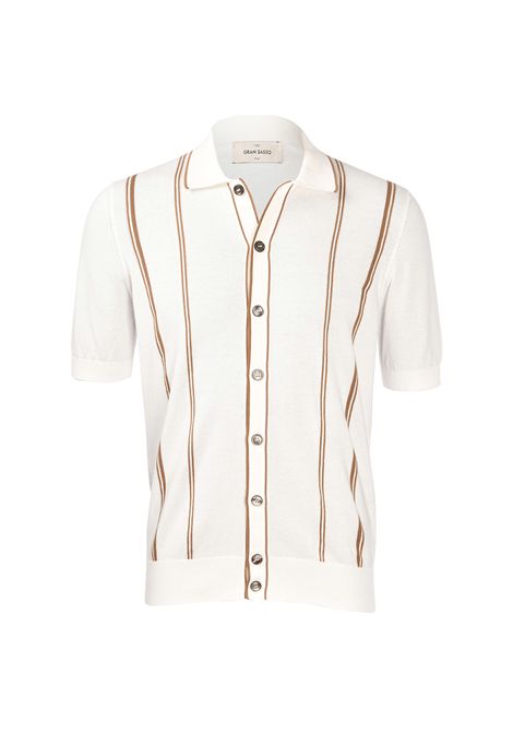 Camicia Gran sasso uomo 5913518041 Bianca maglia cotonr organico bottoni righe Gran sasso | Camicie | 5913518041005